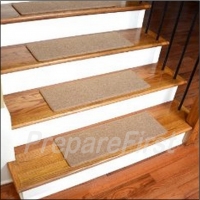 Non-Slip Stair Safety Carpet Pads - HARVEST GOLD - STYLE #2 - Deluxe Border w/ Pre-Applied EZ Peel & Stick Strips - 27 x 9 INCH - 13 COUNT