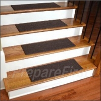 Non-Slip Stair Safety Carpet Pads - BROWN - STYLE #1 - 23 x 8 INCH - 13 COUNT