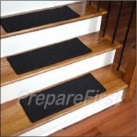 Non-Slip Stair Safety Carpet Pads - BLACK - STYLE #1 - 23 x 8 INCH - 13 COUNT