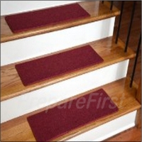Non-Slip Stair Safety Carpet Pads - RED - STYLE #2 - Deluxe Border w/ Pre-Applied EZ Peel & Stick Strips - 27 x 9 INCH - 13 COUNT